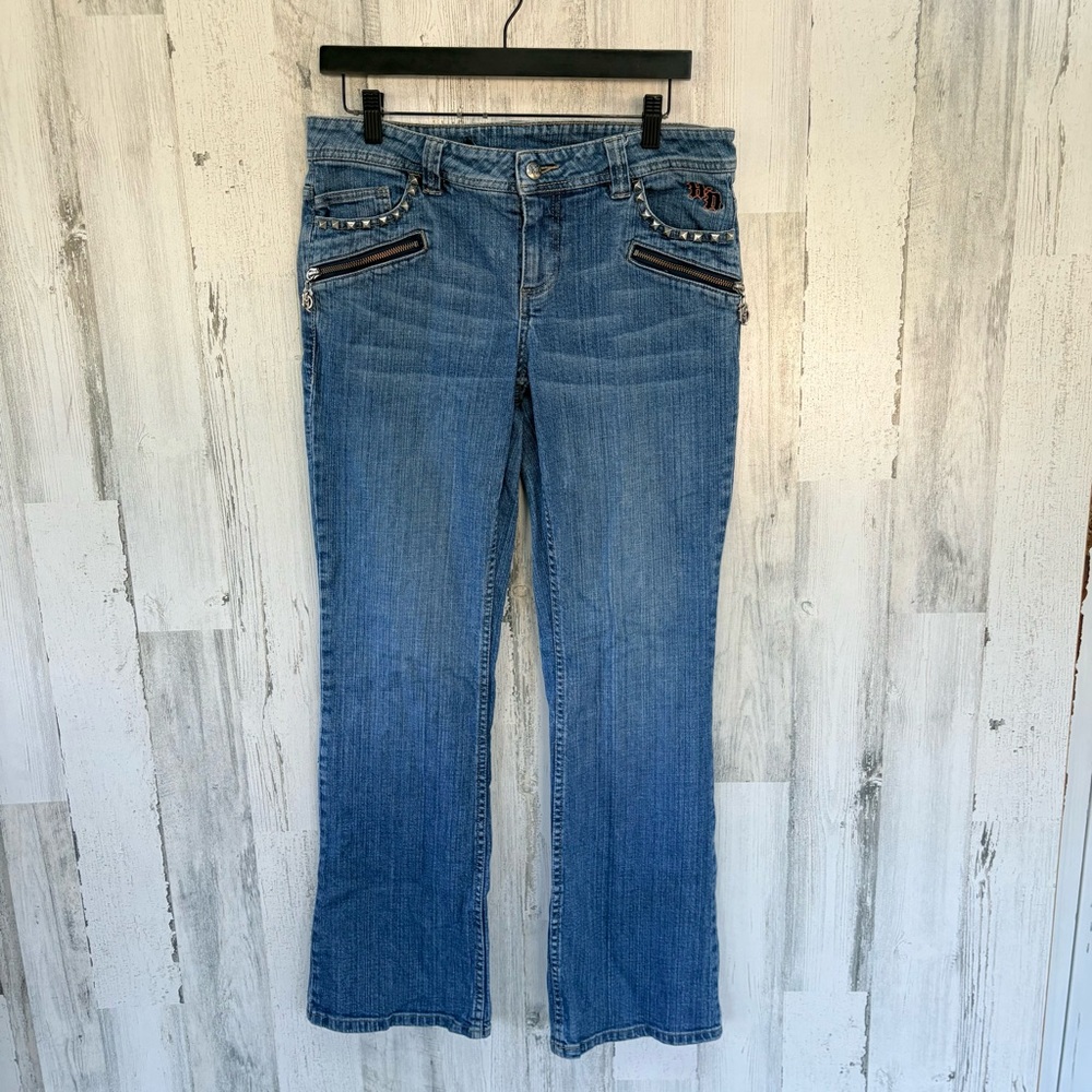 Harley Davidson Women’s Size 10 32X31X8.5 Boot Cut Blue Denim Jeans Studded